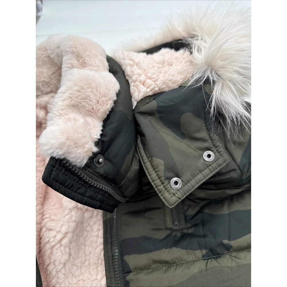 Abercrombie Kids Girls Camo Parka Jacket Faux Fur Lining Hood Size 9/10 Medium